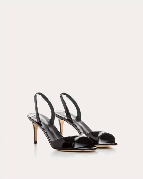 giuseppe zanotti Zwarte Lakleren Sandalen met Hak Black Dames