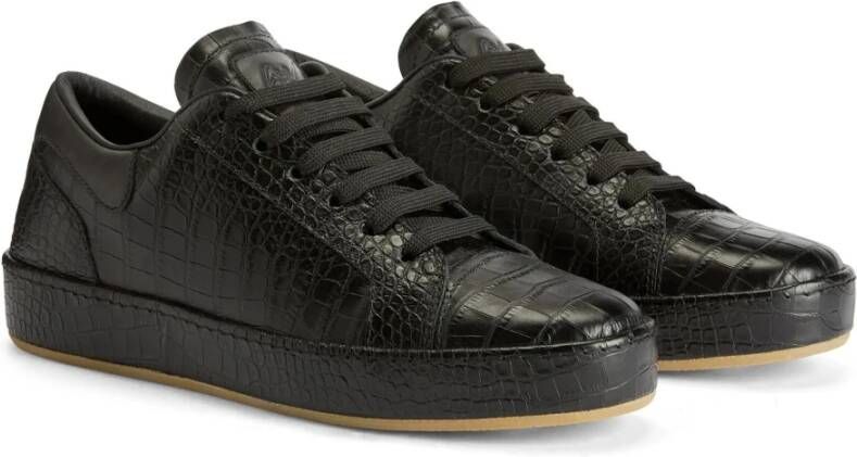 giuseppe zanotti Zwarte leren casual trainers Black Heren