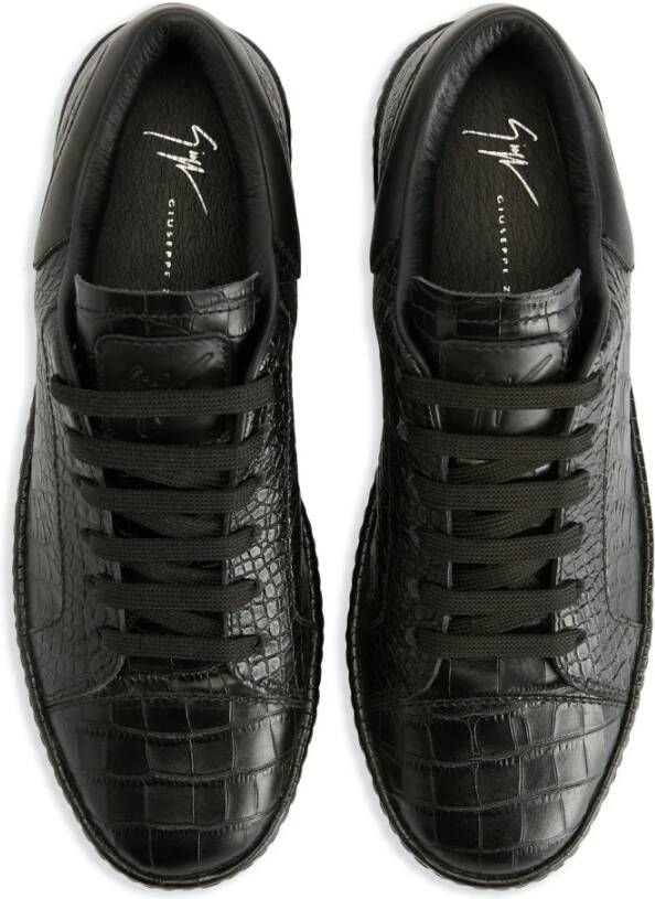 giuseppe zanotti Zwarte leren casual trainers Black Heren