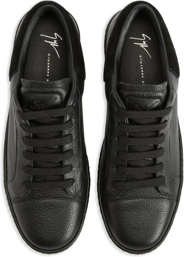 giuseppe zanotti Zwarte leren casual trainers Black Heren