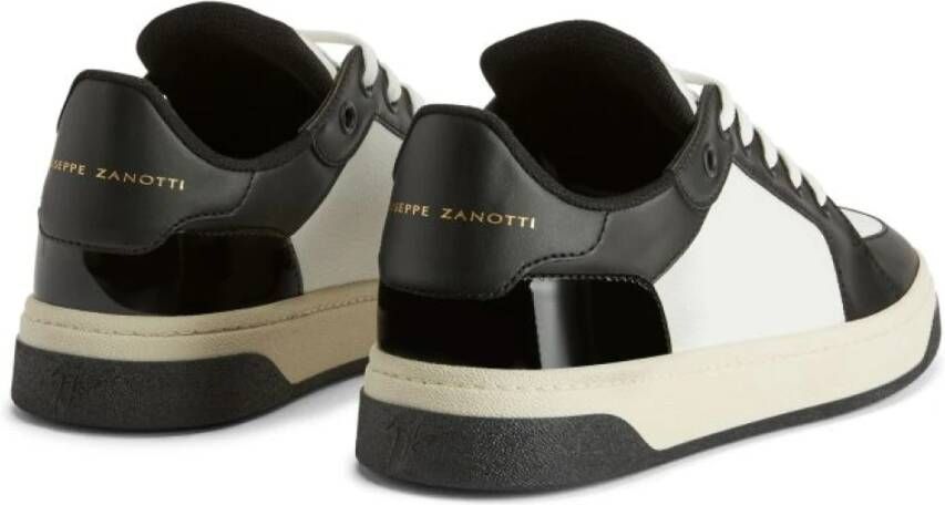 giuseppe zanotti Zwarte Leren Lage Sneakers Black Heren