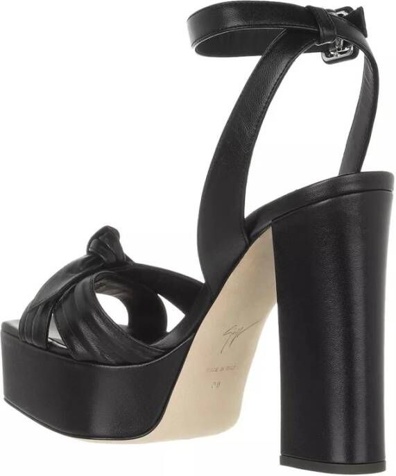 giuseppe zanotti Zwarte Leren Sandaal met Blokhak Black Dames