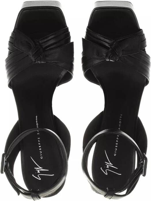 giuseppe zanotti Zwarte Leren Sandaal met Blokhak Black Dames