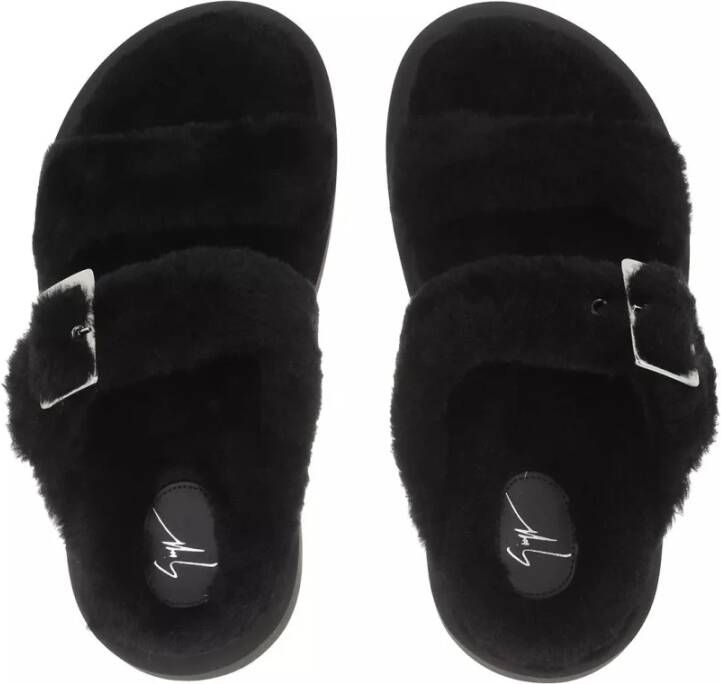 giuseppe zanotti Zwarte Slipper met Gespen Black Dames