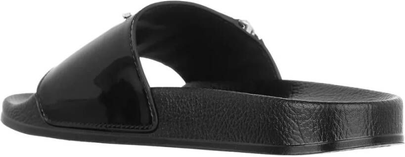 giuseppe zanotti Zwarte Slipper met Logo Applicaties Black Dames