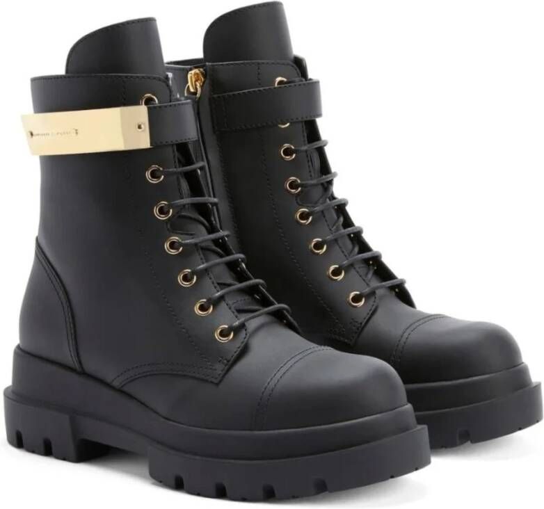 giuseppe zanotti Zwarte Veter Bikerlaarzen Black Dames