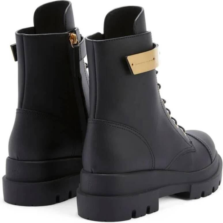 giuseppe zanotti Zwarte Veter Bikerlaarzen Black Dames