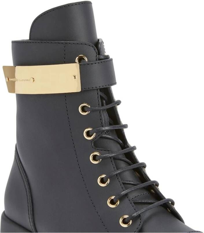 giuseppe zanotti Zwarte Veter Bikerlaarzen Black Dames