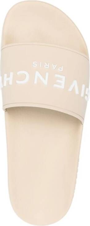 Givenchy Beige Slide Sandalen met Handtekening Print Beige Dames