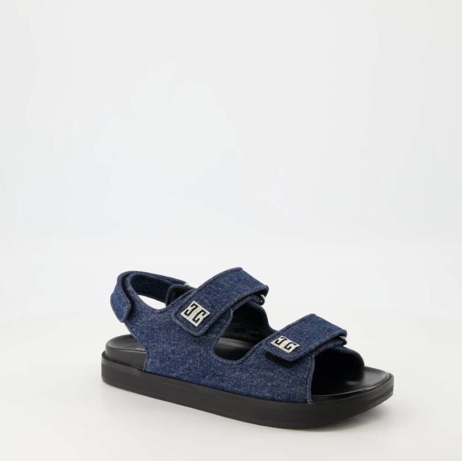 Givenchy Denim 4G Sandalen met Scratch Sluiting Blue Dames