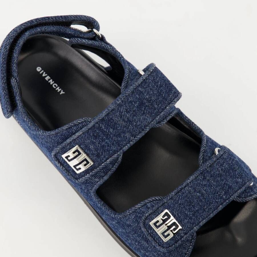 Givenchy Denim 4G Sandalen met Scratch Sluiting Blue Dames