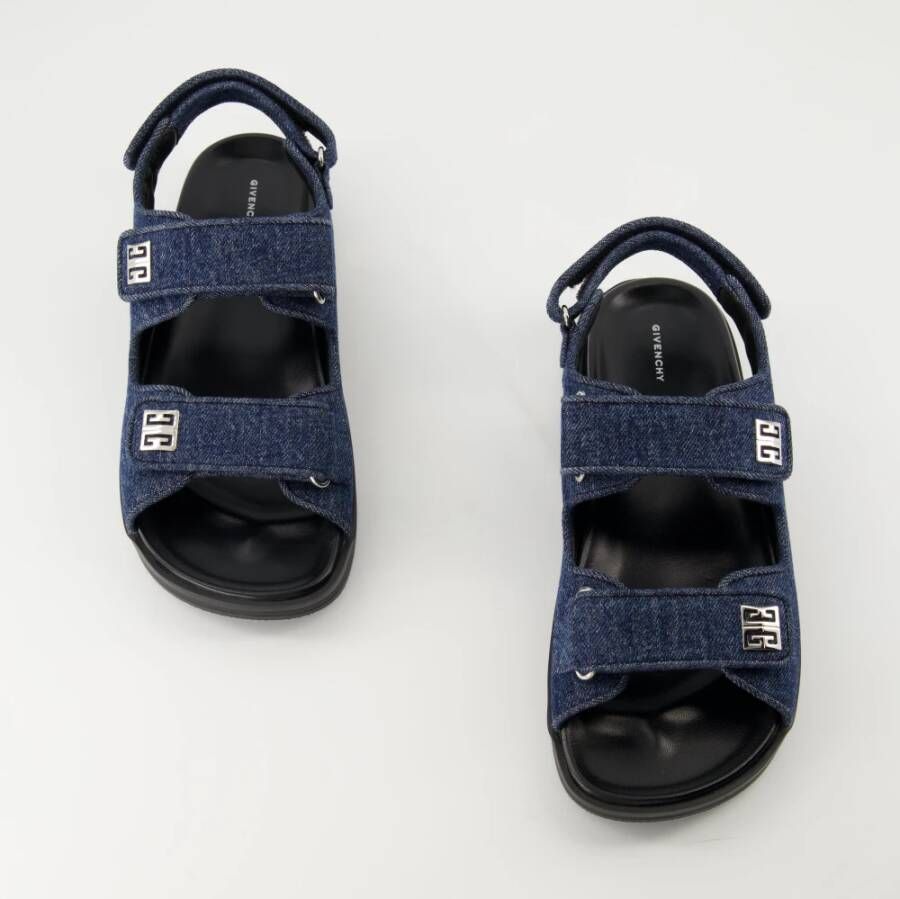 Givenchy Denim 4G Sandalen met Scratch Sluiting Blue Dames