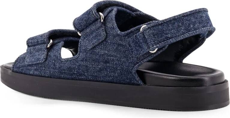 Givenchy Denim Platte Sandalen met Klittenbandsluiting Blue Dames