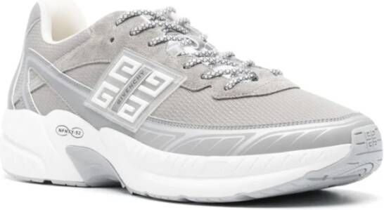 Givenchy Grijze Sneakers Mesh Leren Afwerking Gray Heren