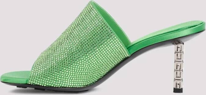 Givenchy Groene Satijnen Strass Muiltjes Green Dames