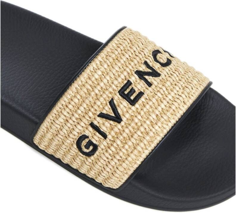 Givenchy Geborduurd Logo Beige Sandalen Rubberen Zool Beige Dames