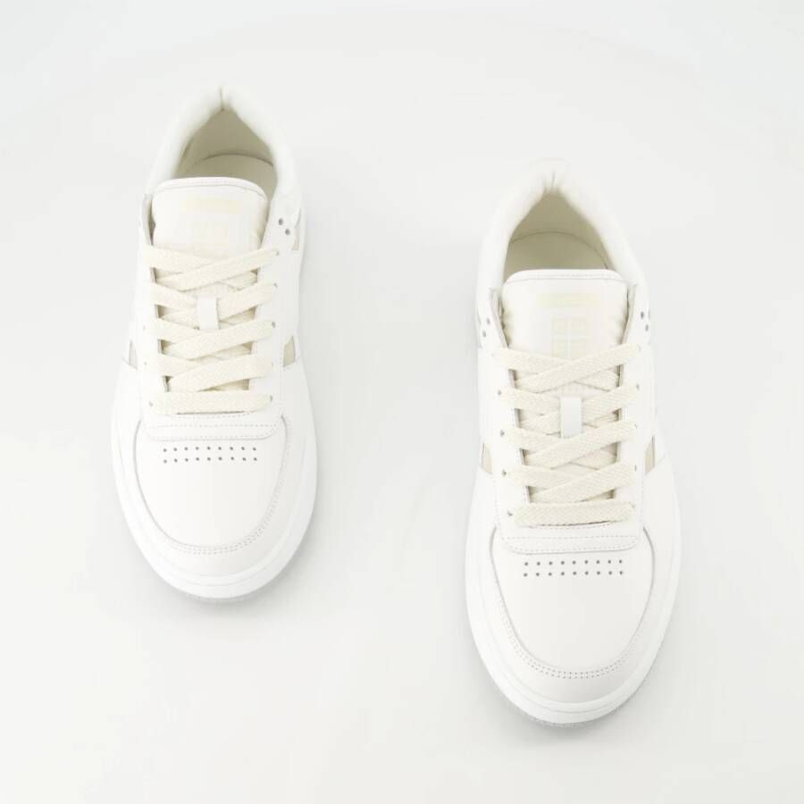 Givenchy Witte en Beige Leren Sneakers White Heren