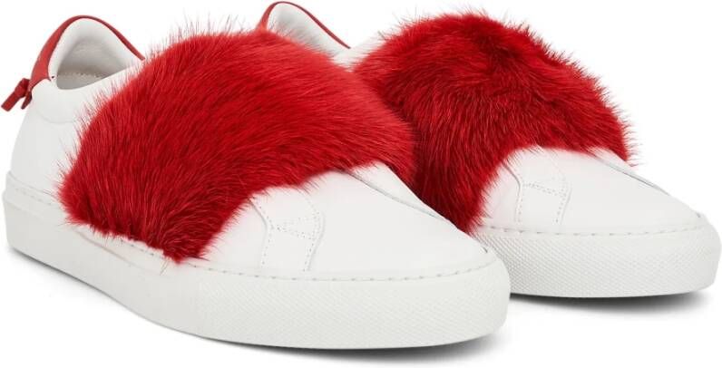 Givenchy Witte Leren Sneakers met Rood Paneel White Dames