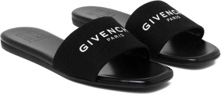 Givenchy Zwarte Canvas Slide Sandalen met Logo Black Dames