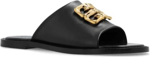 Givenchy Zwarte Leren Sandalen met Goudkleurige Hardware Black Dames