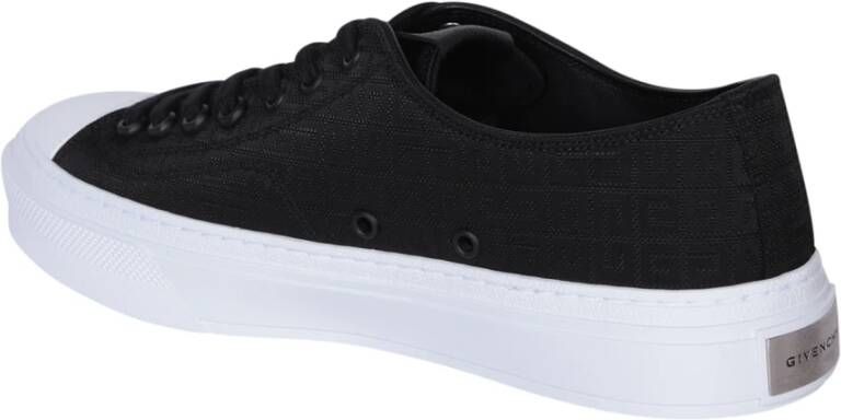 Givenchy Zwarte Leren Sneakers Ronde Neus Achterlogo Black Heren