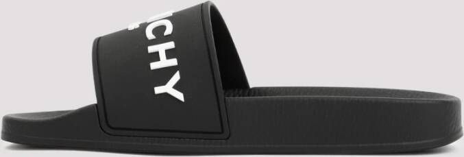 Givenchy Zwarte Logo Platte Slide Sandalen Black Dames