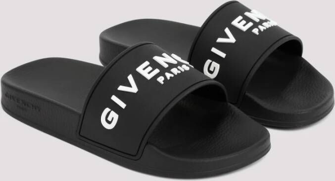 Givenchy Zwarte Logo Platte Slide Sandalen Black Dames