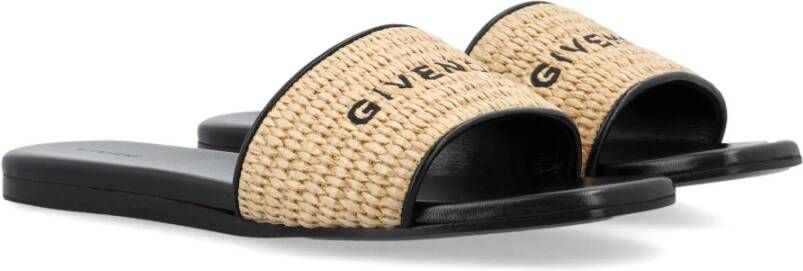 Givenchy Zwarte Natuurlijke Platte Raffia Schoenen Beige Dames