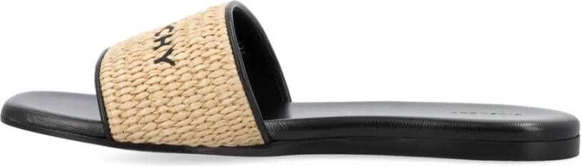 Givenchy Zwarte Natuurlijke Platte Raffia Schoenen Beige Dames