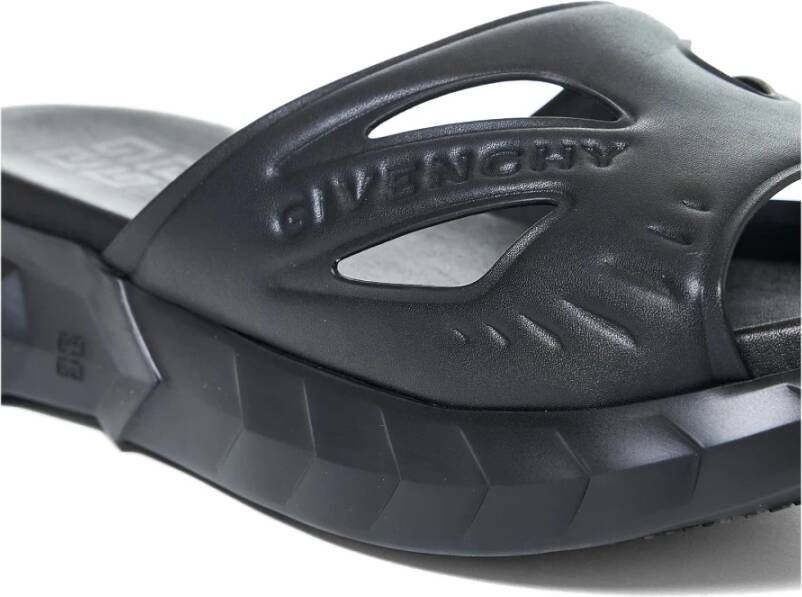 Givenchy Zwarte Slider Sandalen met Logo Black Heren