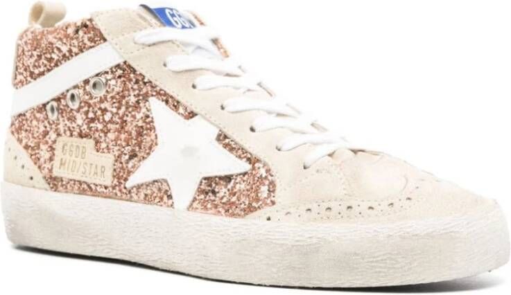 Golden Goose Beige Glitter Witte Ster Sneakers Beige Dames