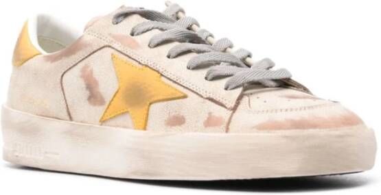 Golden Goose Beige ster en gele hiel sneakers Beige Heren