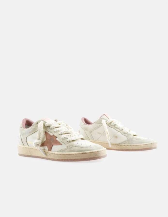 Golden Goose Beige Ster Leren Sneakers met Geel Suède Beige Dames