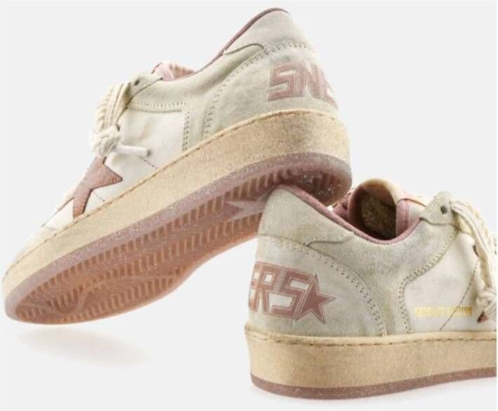 Golden Goose Beige Ster Leren Sneakers met Geel Suède Beige Dames