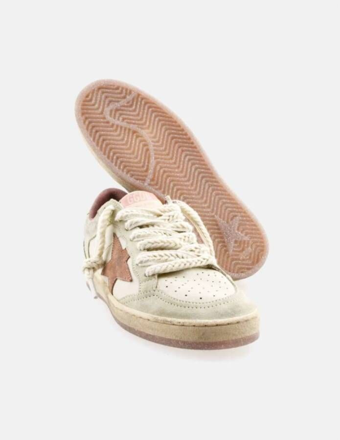 Golden Goose Beige Ster Leren Sneakers met Geel Suède Beige Dames