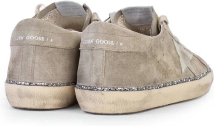 Golden Goose Beige suède sneakers met glitterstrip Gray Dames