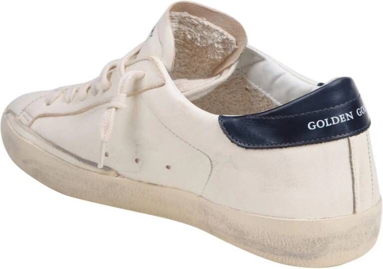 Golden Goose Beige Blauw Leren Sneakers Ronde Neus Beige Heren