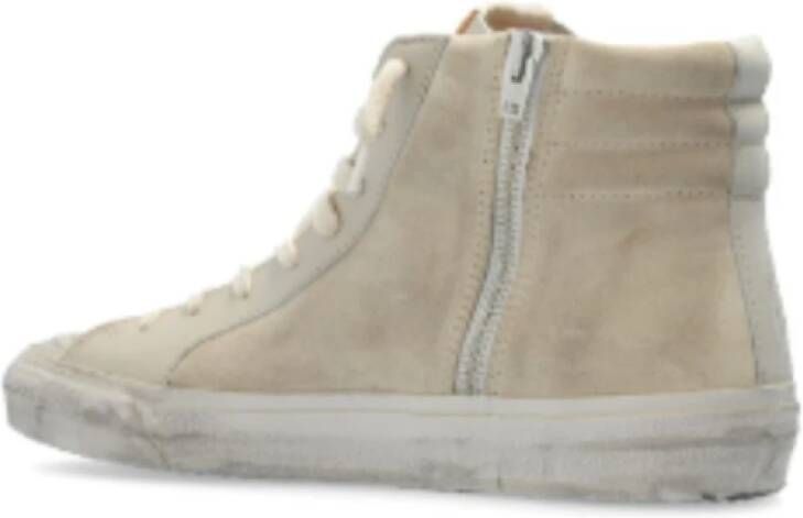 Golden Goose Beige Zilver Suède Hoge Sneakers Beige Dames