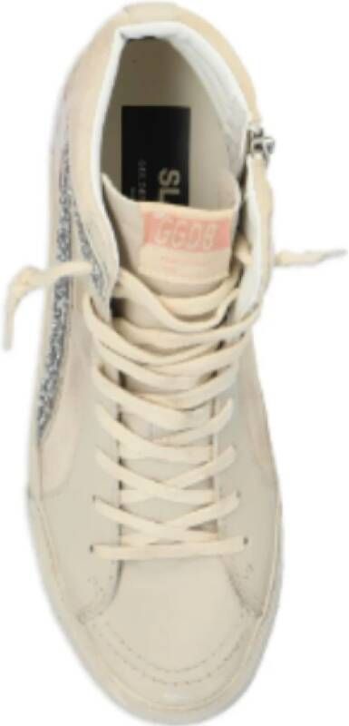 Golden Goose Beige Zilver Suède Hoge Sneakers Beige Dames