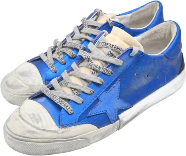 Golden Goose Blauw Metalen Superstar Sneakers Blue Heren