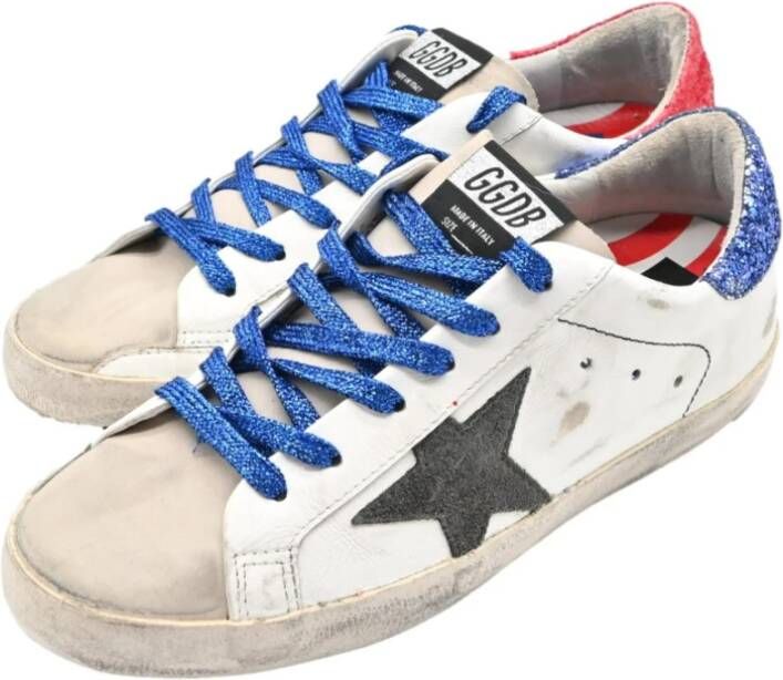 Golden Goose Blauw Rood Glitter Wit Superstar Sneakers White Dames