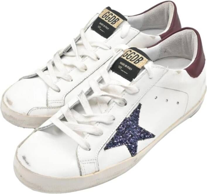 Golden Goose Blauwe Glitterster Sneakers White Dames