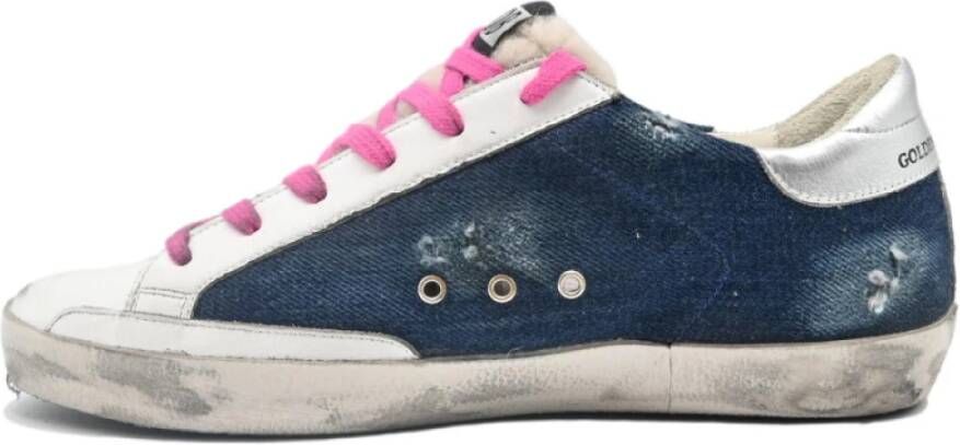 Golden Goose Blauwe Jeans Luipaard Ster Roze Sneakers Multicolor Dames