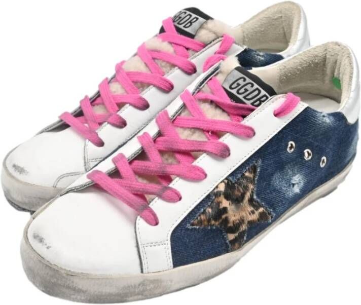 Golden Goose Blauwe Jeans Luipaard Ster Roze Sneakers Multicolor Dames