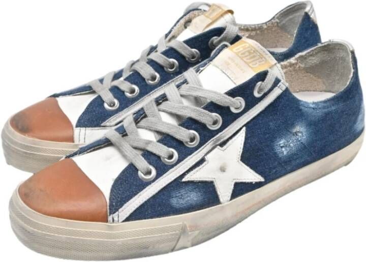 Golden Goose Blauwe Jeans Witte Ster Sneakers Blue Dames