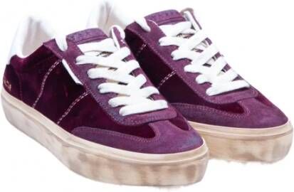 Golden Goose Bordeaux Fluweel Sneakers Ronde Neus Purple Dames