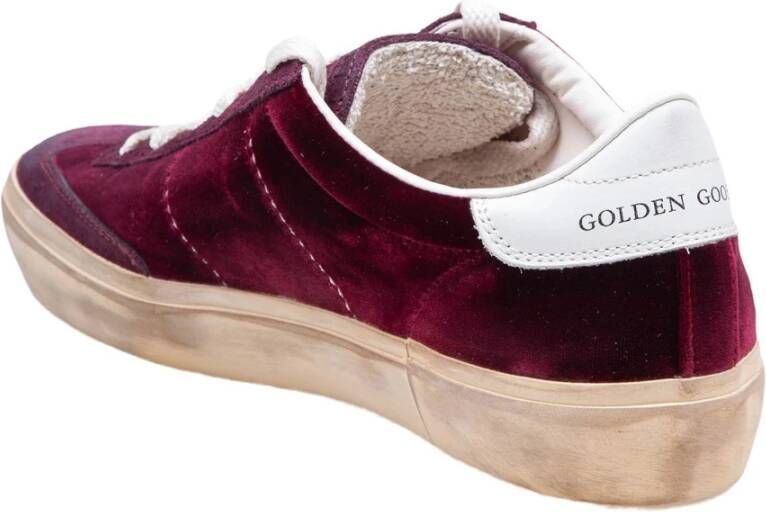 Golden Goose Bordeaux Fluweel Sneakers Ronde Neus Purple Dames