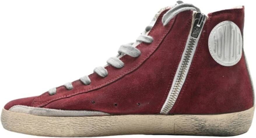 Golden Goose Bordeaux Glitter High Top Sneakers Red Heren