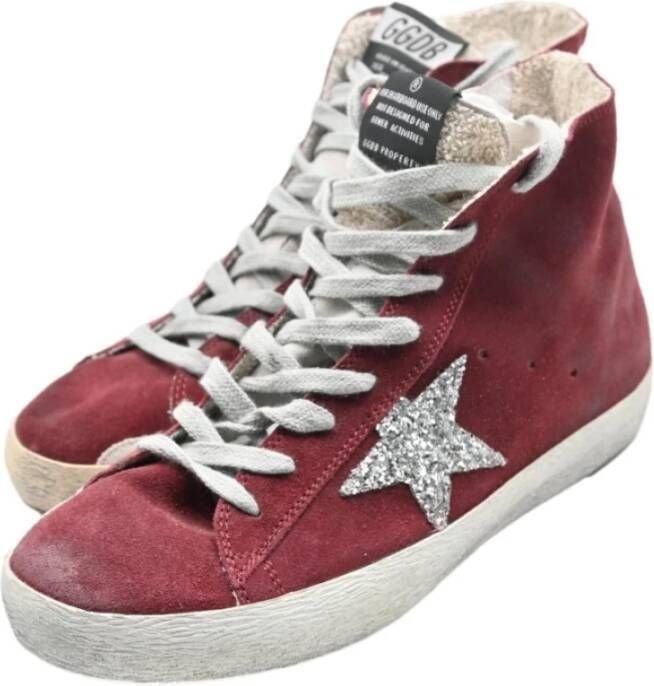 Golden Goose Bordeaux Glitter High Top Sneakers Red Heren