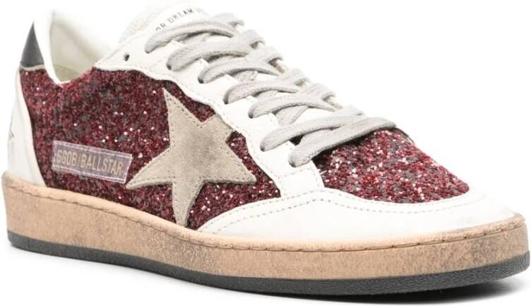 Golden Goose Bordeaux Glitter Star Sneakers Red Dames